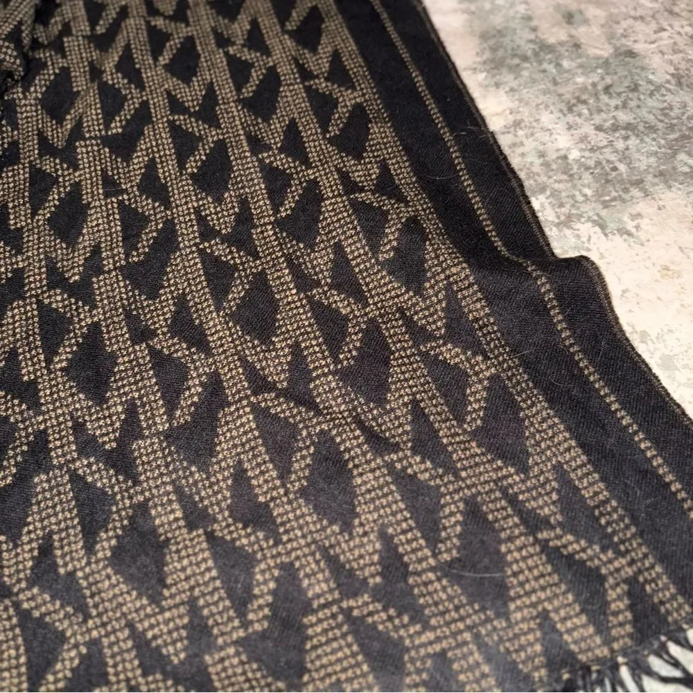 Michael Kors Black and Brown Patterned Scarf